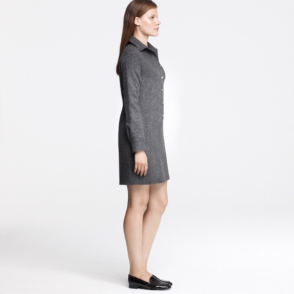 J. Crew Herringbone Wool Shirt Dress - Picture 4 of 8